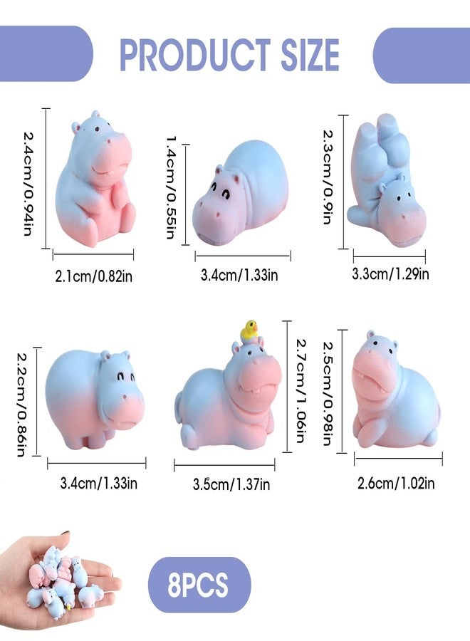 Nextpal 8 Pcs Mini Hippopotamus Figurines, Cute Hippo Decor for Car Dashboard and Desk, Small Animal Ornaments for Home Office Fairy Garden, Unique Hippopotamus Themed Decoration Set - Image 4